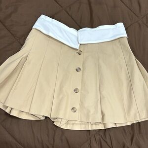 ZARA SOFT TOUCH BOX PLEAT SKIRT - Beige and white by Zara